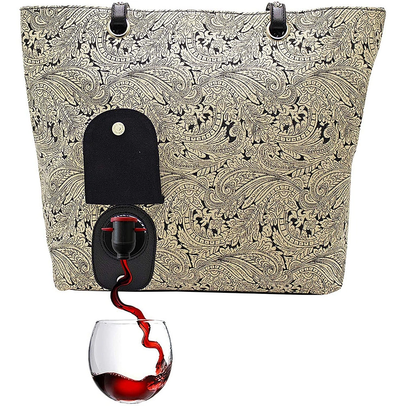 Insulated Wine Cooler Bag For Travel Portable 2 Bottle Gift Bag With Long Adjustable Shoulder Strap for women