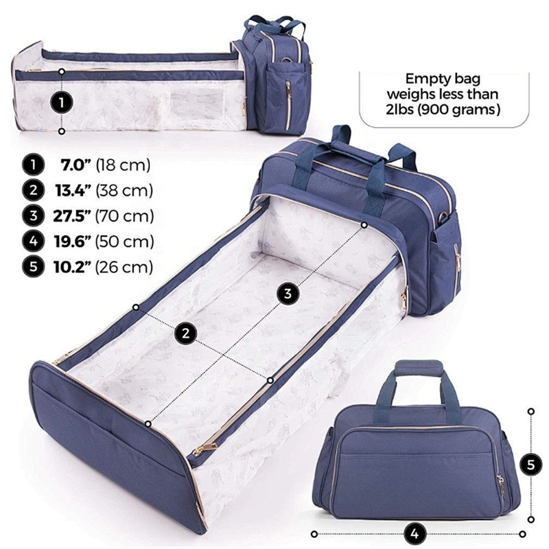 wholesale lequeen waterproof mommy care baby diaper backpack bag set travel mummy baby with stroller buckle and bed