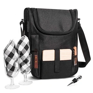 Wine Bottle Carrier Bag Tote Insulated Food Cooler bag picnic BOX wine cooler bag