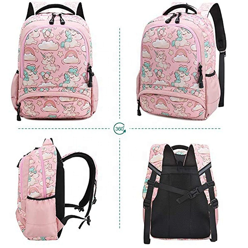 Unicorn School Backpacks with Lunch Bag Pencil Case for Girls and Boys Kids Bookbag 3 in 1 school Bag Set