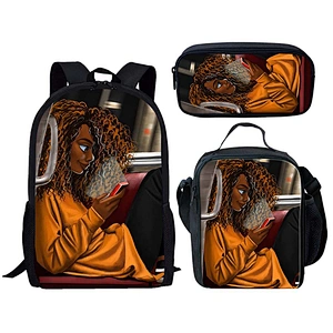Hot Selling Africa Beauty Princess Fashionable School Bags For Girls Casual Kids School Backpack Set Exclusive Designer Bookbags