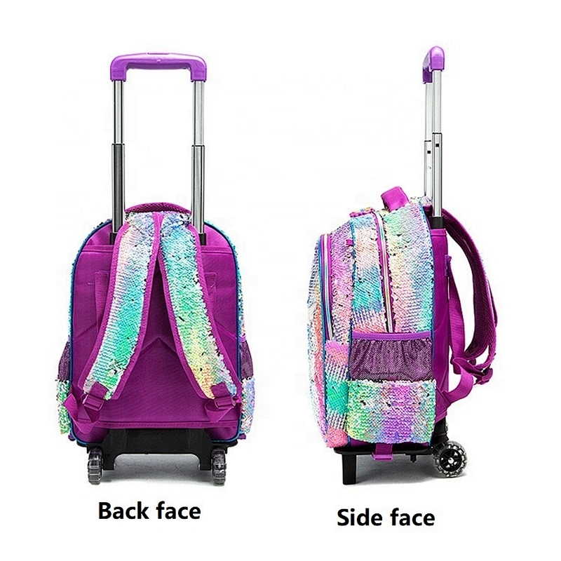 cute sequin detachable trolley backpack 3 pcs children school bags sets sac ecole licorne unicorn school trolley bag for girls