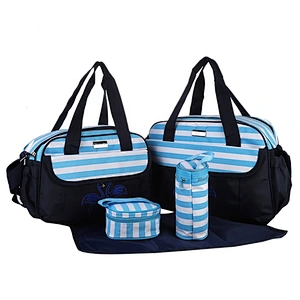 New style foreign trade fashion stripe mommy bag five-piece flower cloth waterproof multi-function large capacity