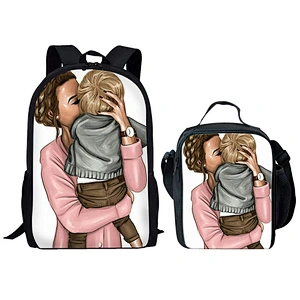 African Black Girl Africa Art Design Custom Cartoon Printed High Quality Lunch Bag Backpack For Kids Cheap School Bags set