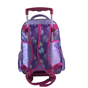 Wholesale large capacity Cartoon Plush Unircon Children school trolley bag backpack girls with wheels
