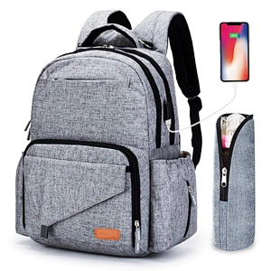 Logo customized Fashion Mummy Daddy Baby Sleeping Diaper Bag backpack with laptop Aluminum insulated nappy backpack