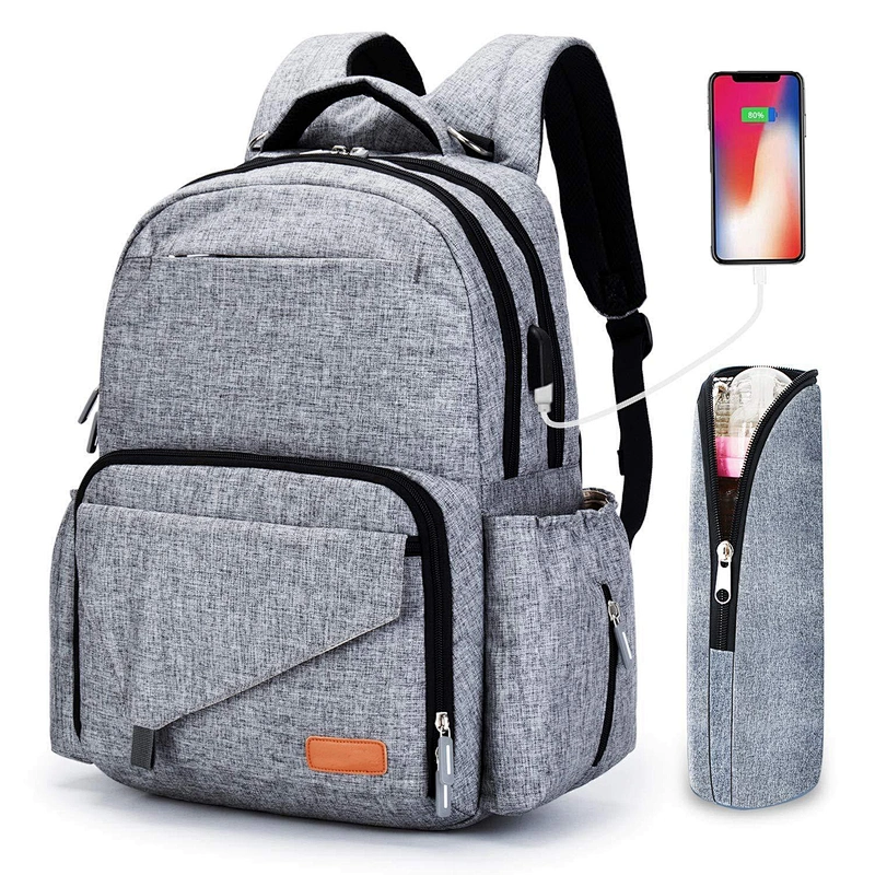 Logo customized Fashion Mummy Daddy Baby Sleeping Diaper Bag backpack with laptop Aluminum insulated nappy backpack