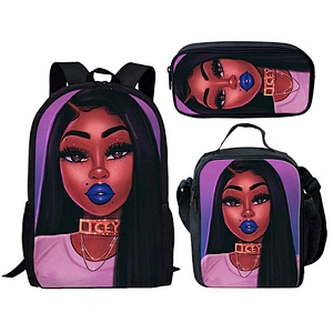 Hot Selling Africa Beauty Princess Fashionable School Bags For Girls Casual Kids School Backpack Set Exclusive Designer Bookbags