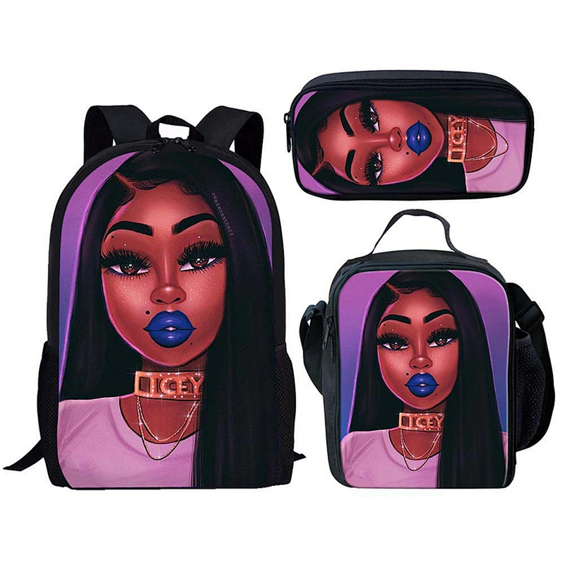 Hot Selling Africa Beauty Princess Fashionable School Bags For Girls Casual Kids School Backpack Set Exclusive Designer Bookbags