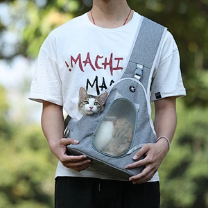 Hand-free sling for small cats and dogs for outdoor travel breathable mesh  machine washable pet backpack