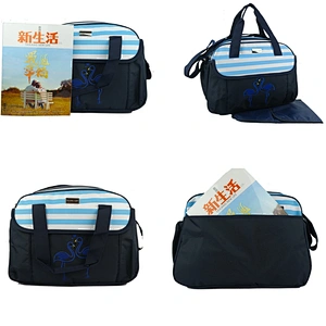 New style foreign trade fashion stripe mommy bag five-piece flower cloth waterproof multi-function large capacity