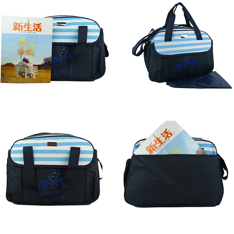 New style foreign trade fashion stripe mommy bag five-piece flower cloth waterproof multi-function large capacity