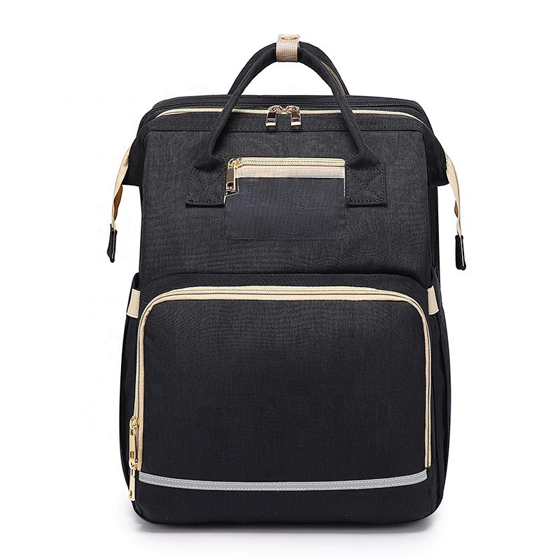 2020 Wholesale Portable Waterproof Mummy Back Pack Large Capacity Mom Backpack Foldable Baby Bed Diaper Bag with USB Charger
