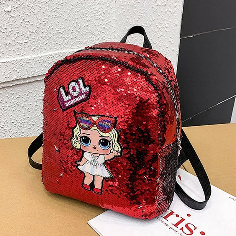 Cartoon design cute style mini sequin  bling girl school backpack women  backpack