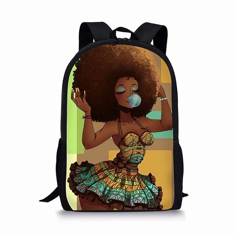 Custom black skin Backpack for African girls' primary school students  digital 3D printed backpack for children