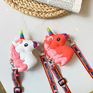 Waterproof cute cartoon girl women Silica Gel soft silicone rubber wallet pouch case coin purse mini purse with crossbody strap