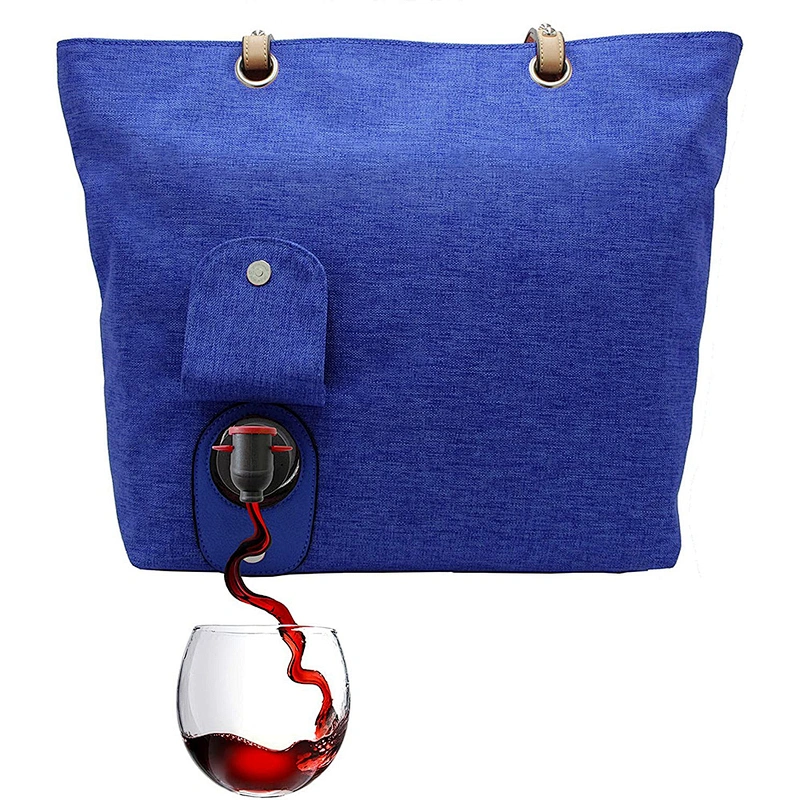 Insulated Wine Cooler Bag For Travel Portable 2 Bottle Gift Bag With Long Adjustable Shoulder Strap for women