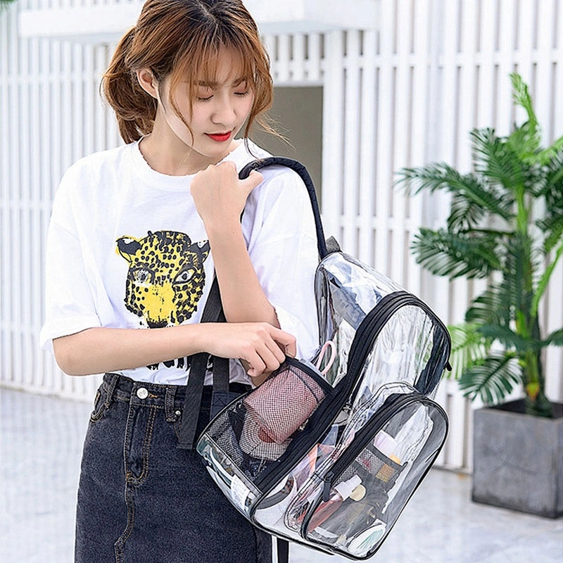 PVC Transparent custom print Logo Backpack Large Capacity Simple Waterproof Student school bag backpack