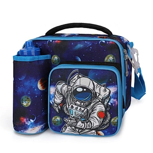 New design waterproof full printing glitter two layers U shape open top carry lunch bag for girls picnic cooler bags