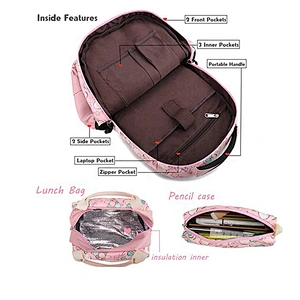 Unicorn School Backpacks with Lunch Bag Pencil Case for Girls and Boys Kids Bookbag 3 in 1 school Bag Set