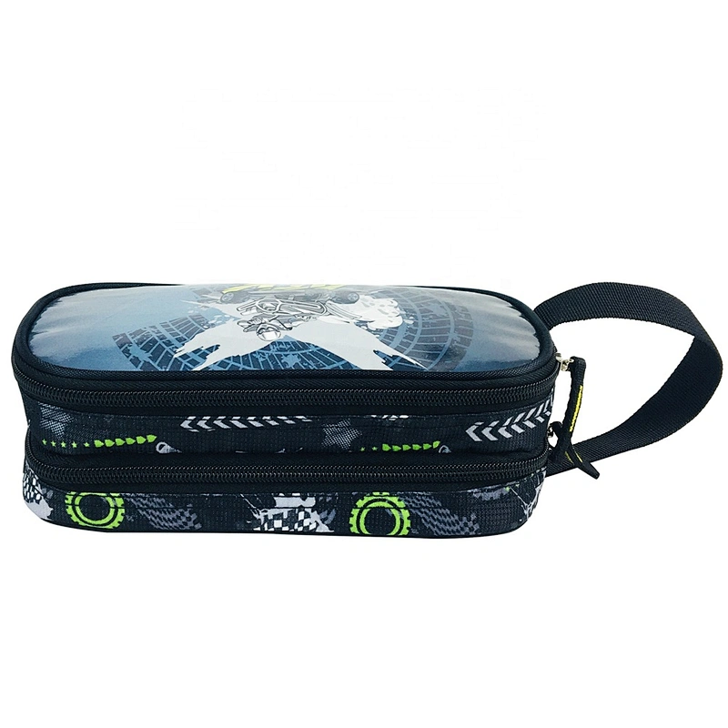 School supply stationery leather emboss race car pencil case pouch bag student boy
