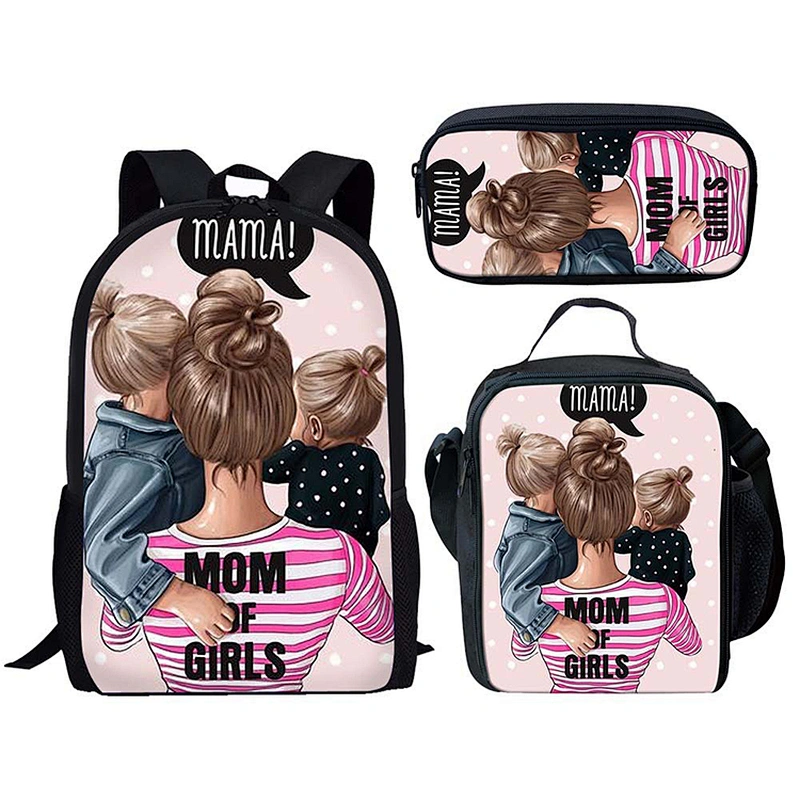 African Black Girl Africa Art Design Custom Cartoon Printed High Quality Lunch Bag Backpack For Kids Cheap School Bags set