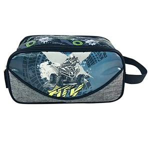 School supply stationery leather emboss race car pencil case pouch bag student boy