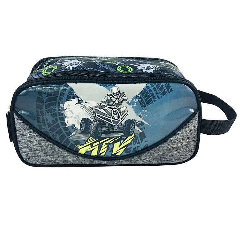 School supply stationery leather emboss race car pencil case pouch bag student boy