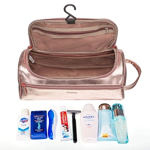 women's hook travel cosmetic bags portable cosmetics storage bag multifunctional waterproof PU leather makeup bag