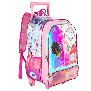 Waterproof Wheeled Rolling Detachable Trolley School Backpack