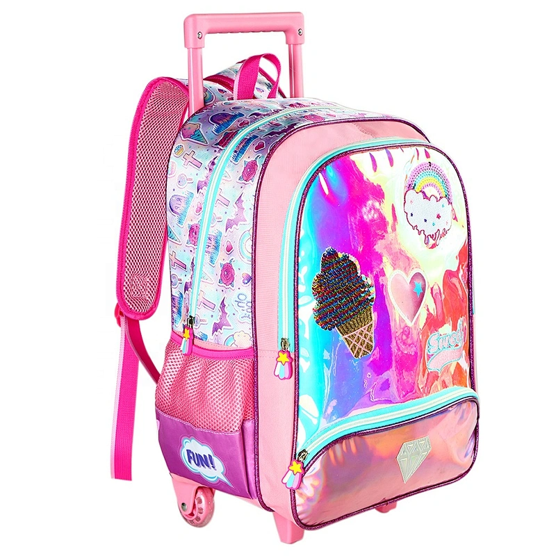 Waterproof Wheeled Rolling Detachable Trolley School Backpack