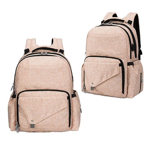 Packing customized Waterproof super daddy computer backpack apricot Baby Mummy Nappy Diaper Bag