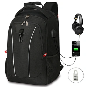 Manufacturers direct wholesale customization  men USB charging backpack multi-function 17.3 inch laptop backpack