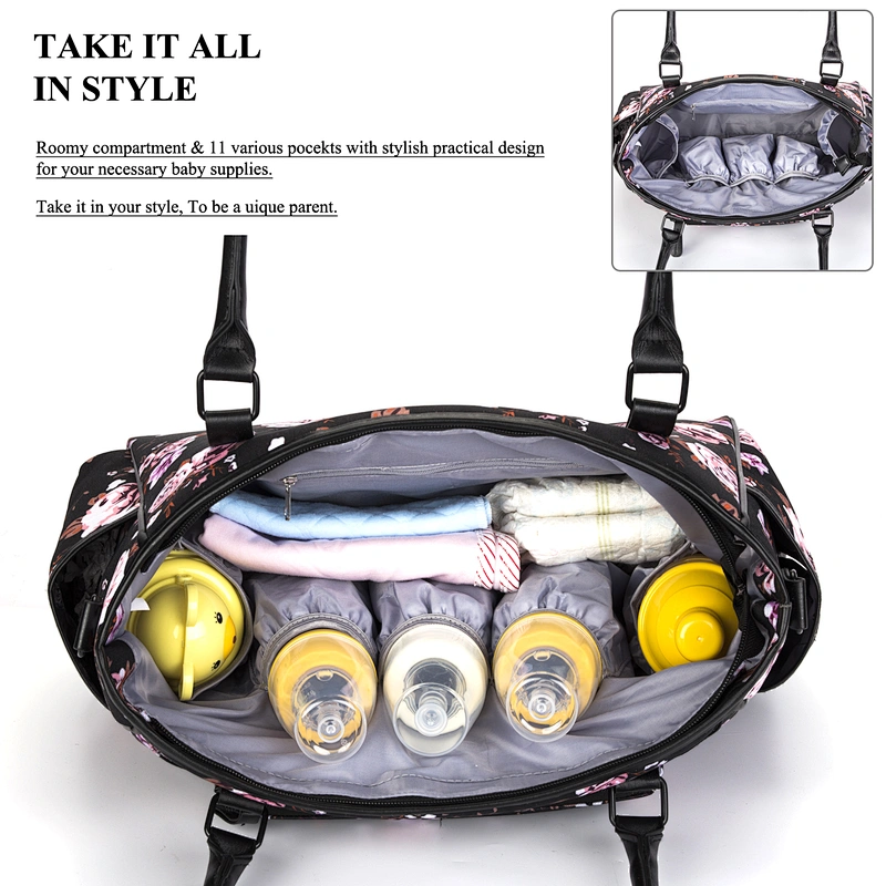 Large Capacity Stylish Multi-Function Portable Travel Diaper Tote Bag Organizer Shoulder Bag Baby Bag