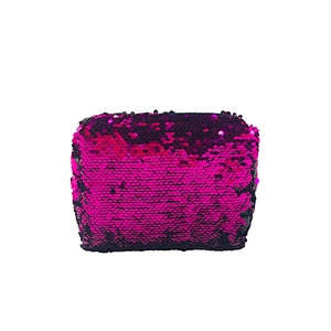 OEM/ODM Waterproof shiny sequins Women Travel Makeup Organizer Cosmetic bag basket Case Bags with handles
