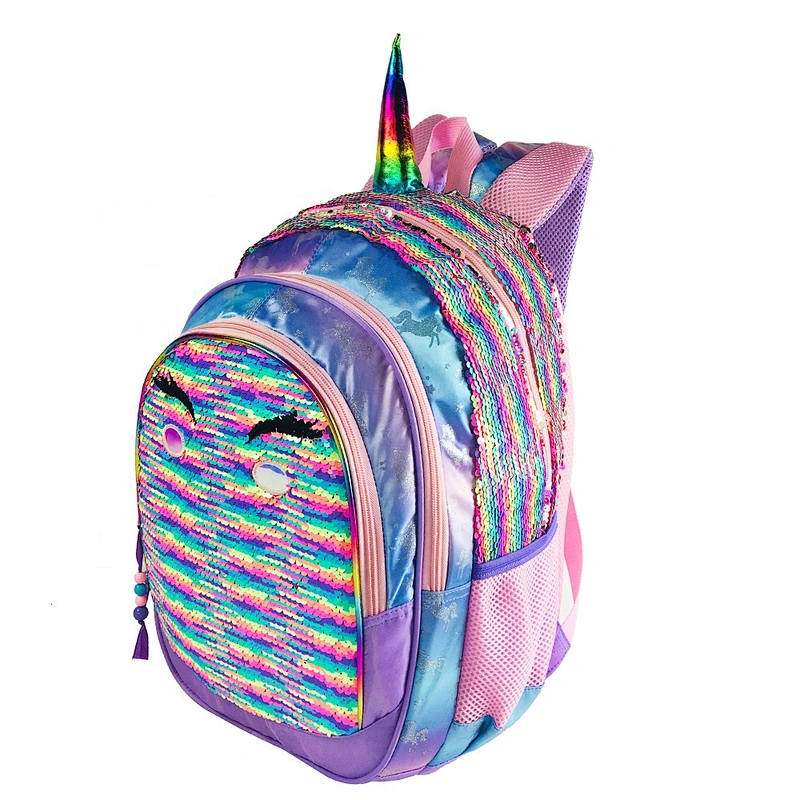 Girls Colorful Sparkling Sequin unicorn Backpack Magic Flip Reversible Sequin School Bag for kid children