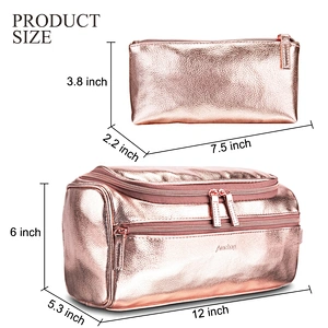 women's hook travel cosmetic bags portable cosmetics storage bag multifunctional waterproof PU leather makeup bag