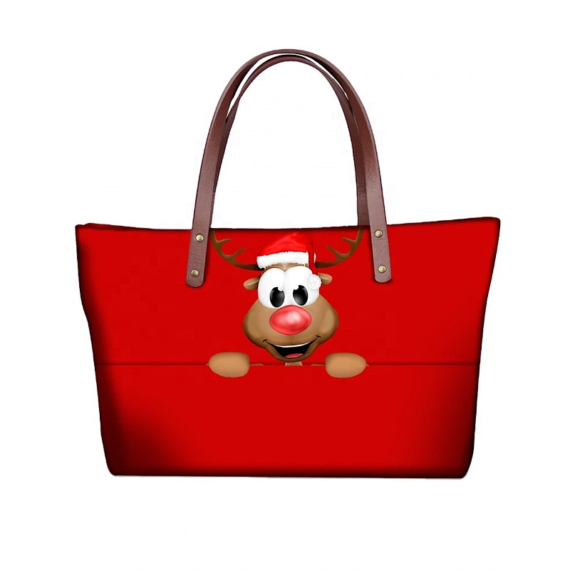 Christmas print women's satchel shopping bags shoulder bags