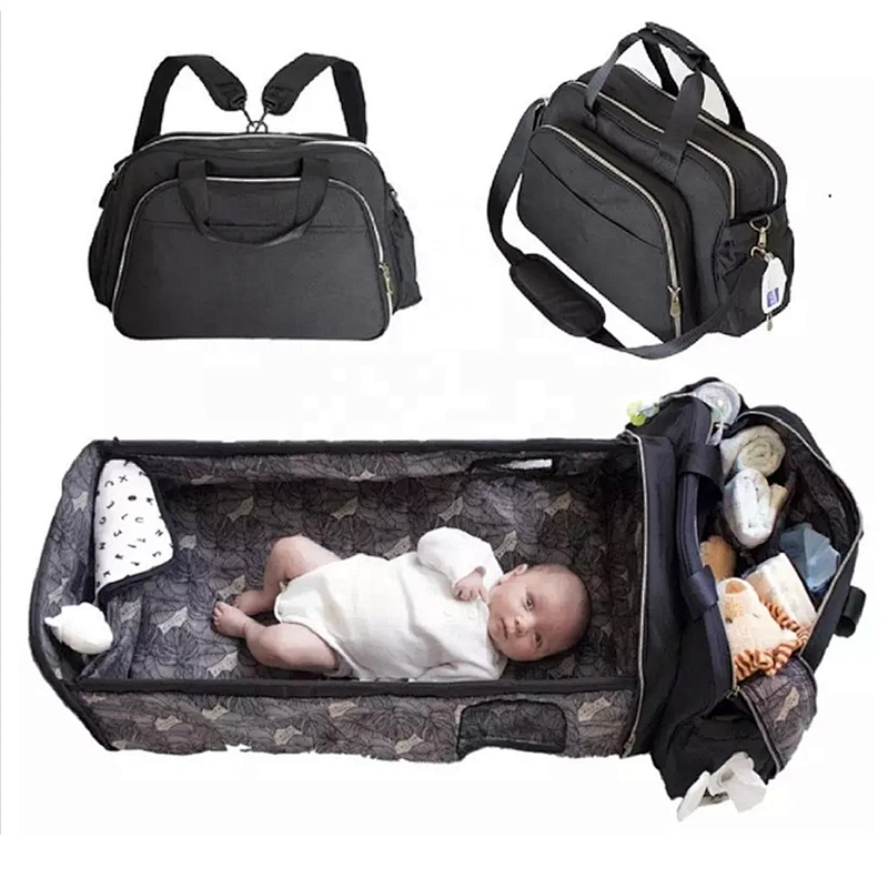 High quality maternity Mom Baby Diaper Bag Large Capacity Mummy Backpack Bags baby organizer bag with 3 in 1foldable baby bed