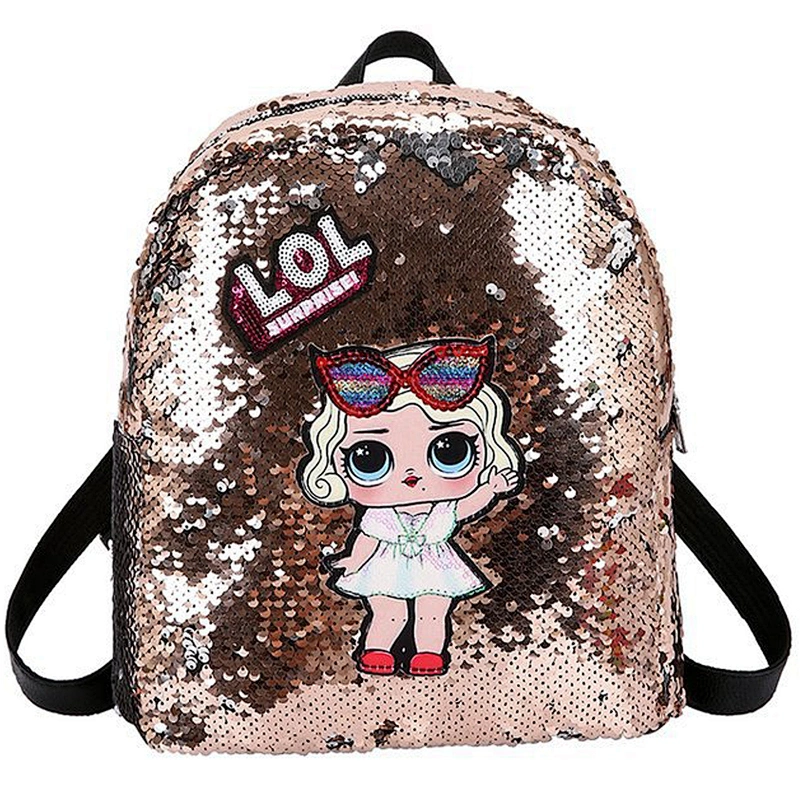Cartoon design cute style mini sequin  bling girl school backpack women  backpack