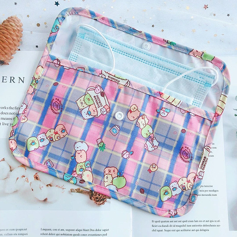 Masker cover foldable storage Cute cartoon portable dustproof waterproof household masking bag