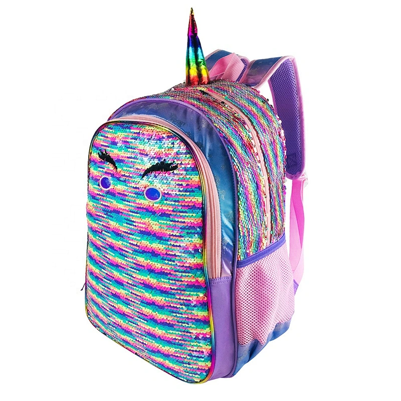 Manufacturers Glitter sequin Girls School Bags kids cartoon unicorn Backpack gift bag for Children