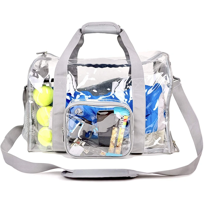Customized Large Capacity Waterproof  Clear Plastic Tote Bag Beach Handbag Women Men Gym Transparent Pvc Travel Duffel Bag