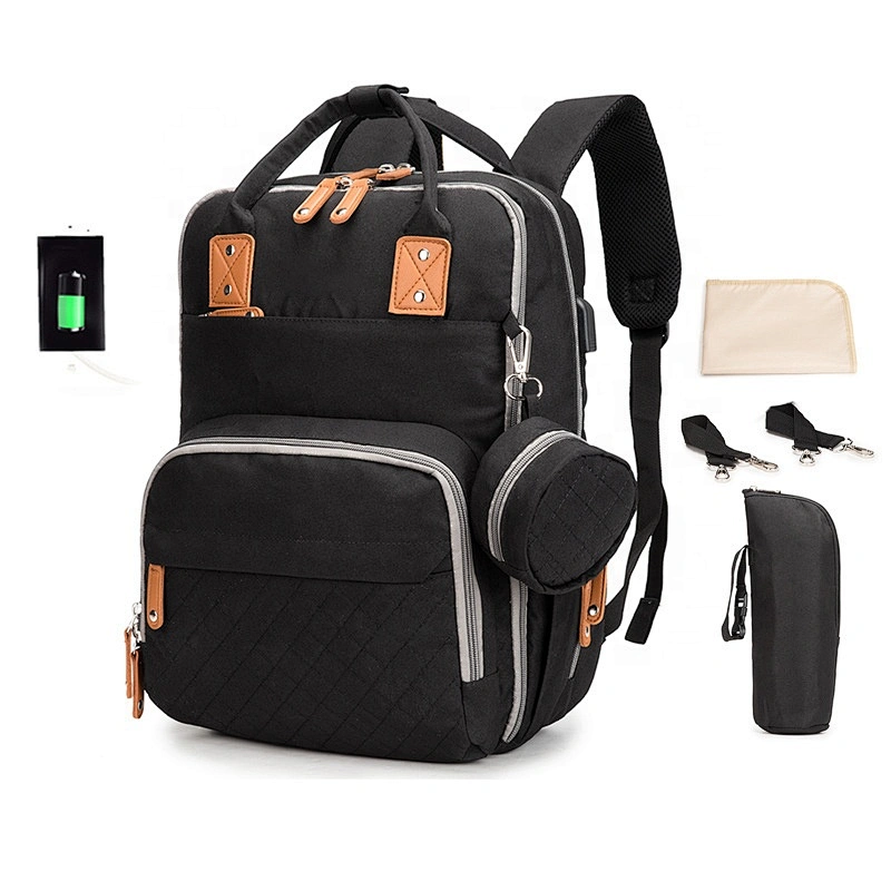 2020 Amazon New Hot sale 5pcs set USB Charging Mummy Bag Multifunctional Maternity Mother Nappy Bagpack Diaper Bags for mom