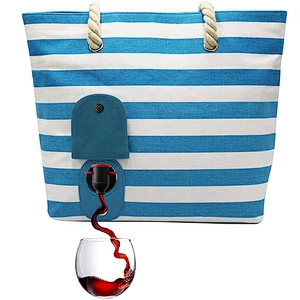 Fashionable functional soft cooler purse with Hidden Insulated Compartment Wine Tote Bag with or without the beverage pouch