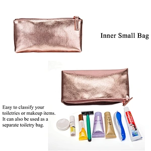 women's hook travel cosmetic bags portable cosmetics storage bag multifunctional waterproof PU leather makeup bag