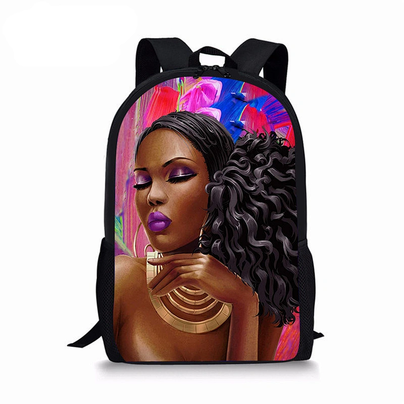 Customization  New African lady student backpack personalized fashion satchel for children African art backpack for children