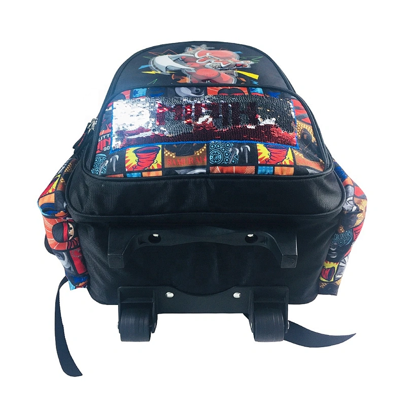 Factory Wholesale Customized Flashing lights Wheeled Kids Backpack School Bags Trolley