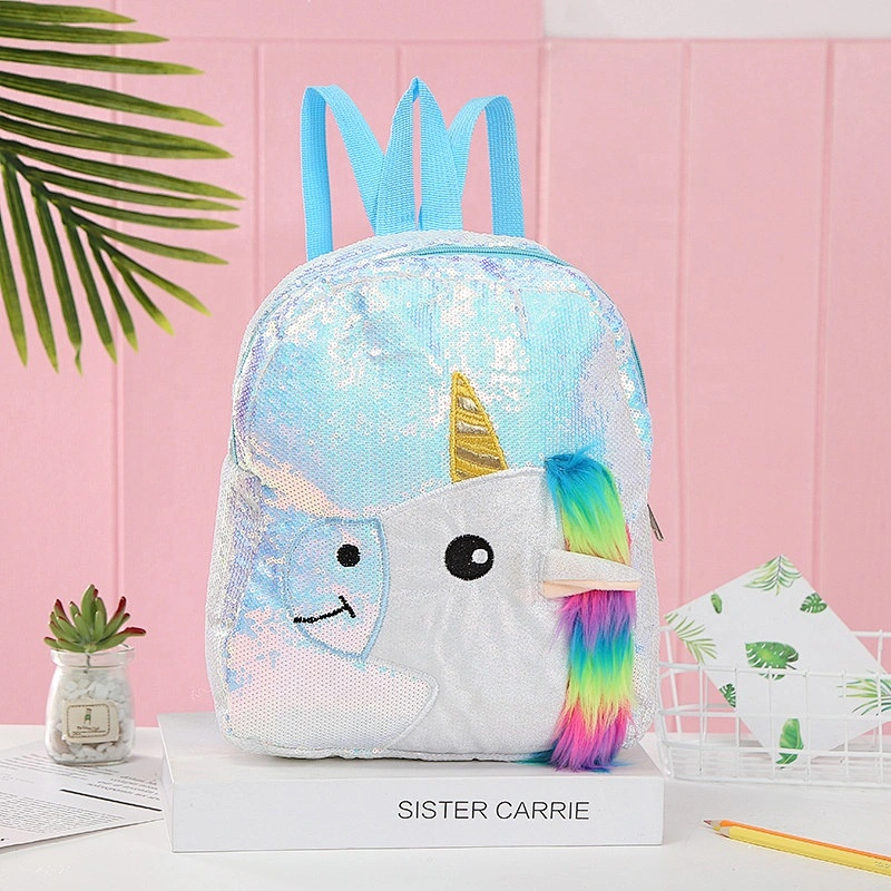 Students Rainbow Unicorn Plush School Bags Casual Girls Zipper Backpacks Toddler Cartoon Backpack Kindergarten Backpacks