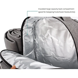 Waterproof Picnic bag Cooler Backpack for 4 Person with Cutlery Set Cooler Compartment Detachable Bottle Wine Holder Blanket